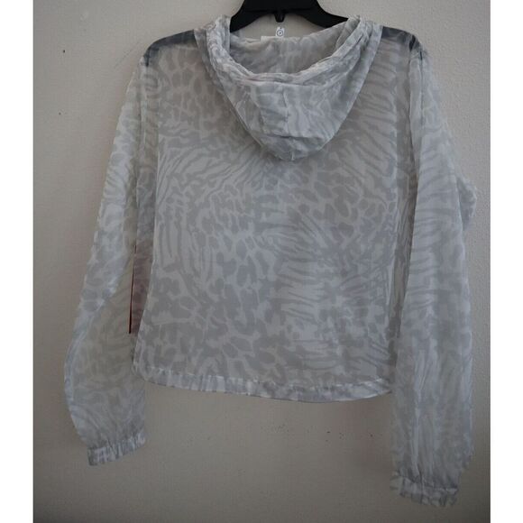 Good American Women's Sz 2 (M) Sheer Animal Print Packable Crop Hoodie - Picture 2 of 6